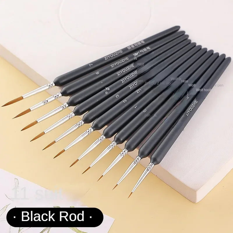 11Pcs/Set Brushes For Gouache Oil Watercolor Craft Painting