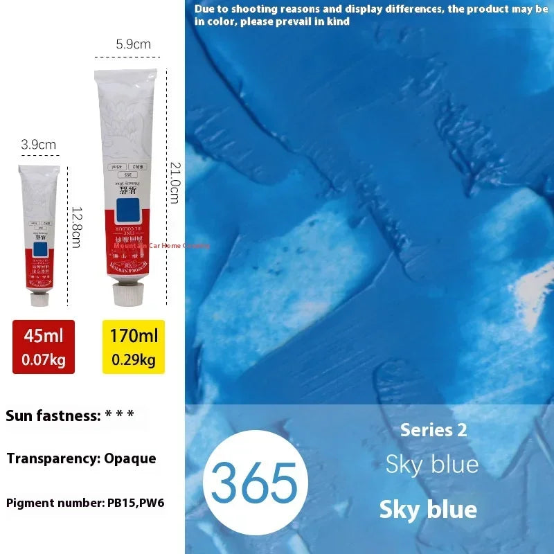 170ml Large Tubes Oil Paint Non-Toxic Excellent Tinting Strength Mixable for Canvas Painting Artists Beginners DIY Art Supplies