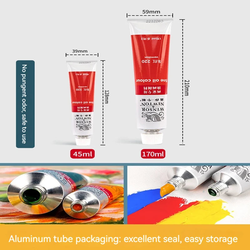 170ml Large Tubes Oil Paint Non-Toxic Excellent Tinting Strength Mixable for Canvas Painting Artists Beginners DIY Art Supplies