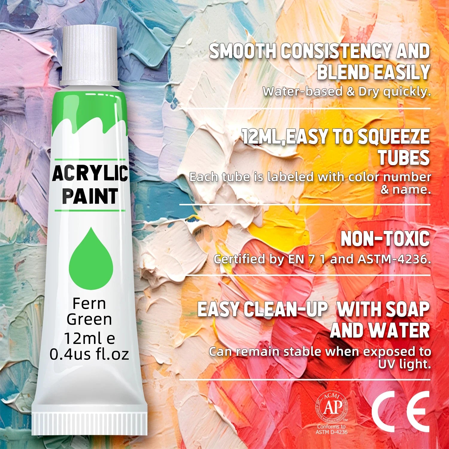 Acrylic Paints Set (12 or24 Colors)