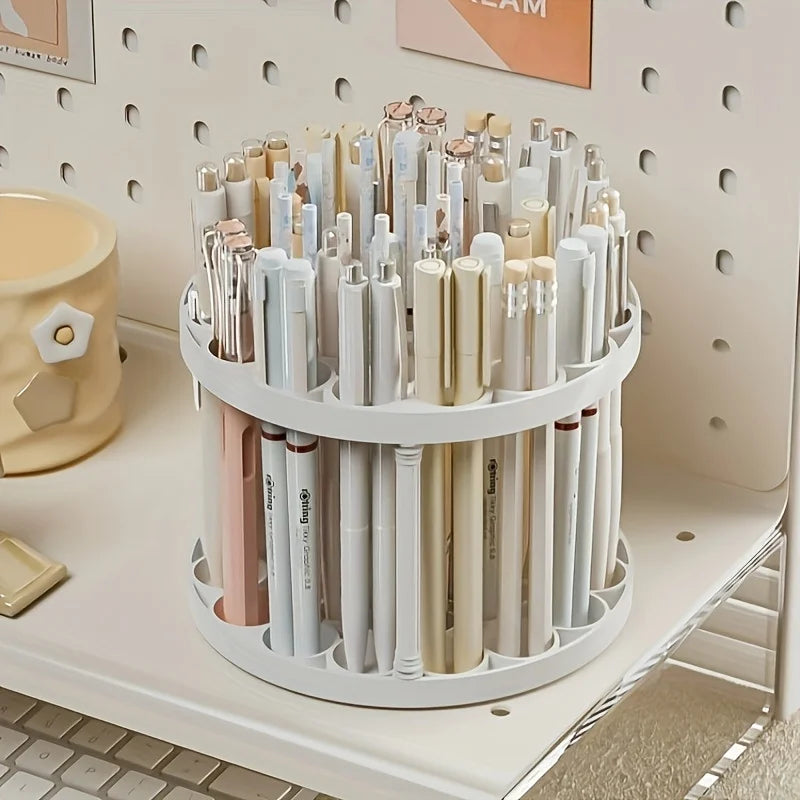360° Rotating Brush Holder - White Plastic