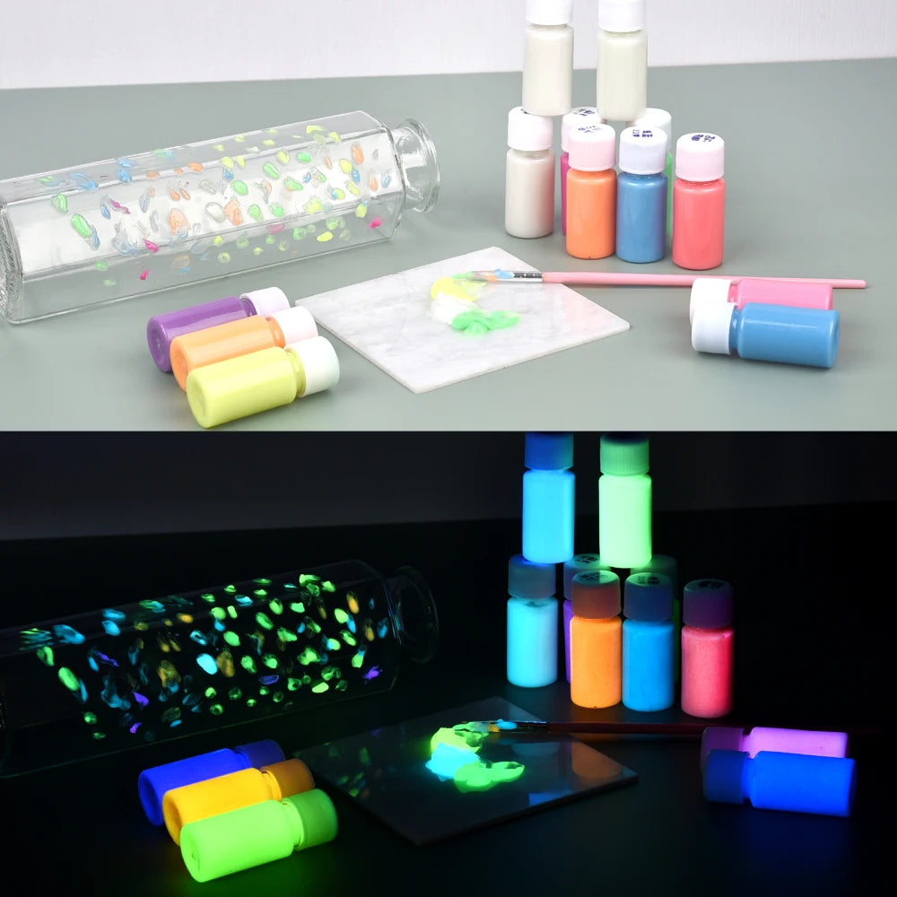 20/30g Fluorescent Pigment Long-Lasting Luminous Paints Auto Glow Glow In Dark Acrylic Paints For Artwork Party Supplies