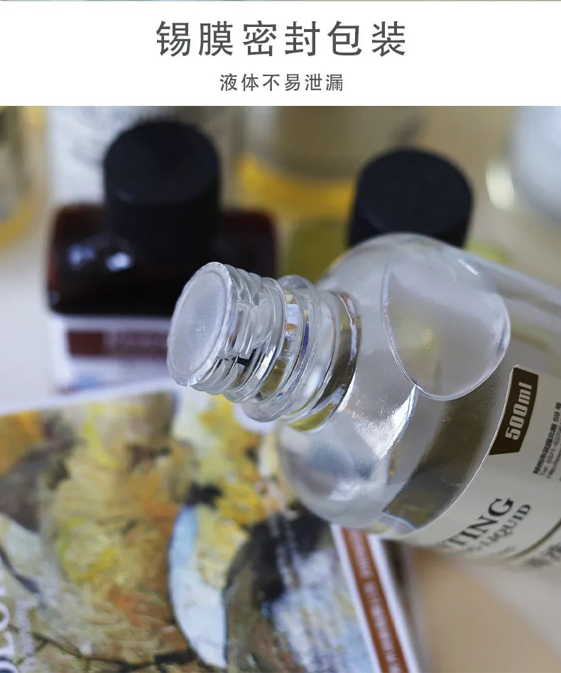 500ml Professional Oil Painting Medium Kit Varnishing Oil, Linseed & Walnut Oil for Artists - Non-Toxic Art Supplies