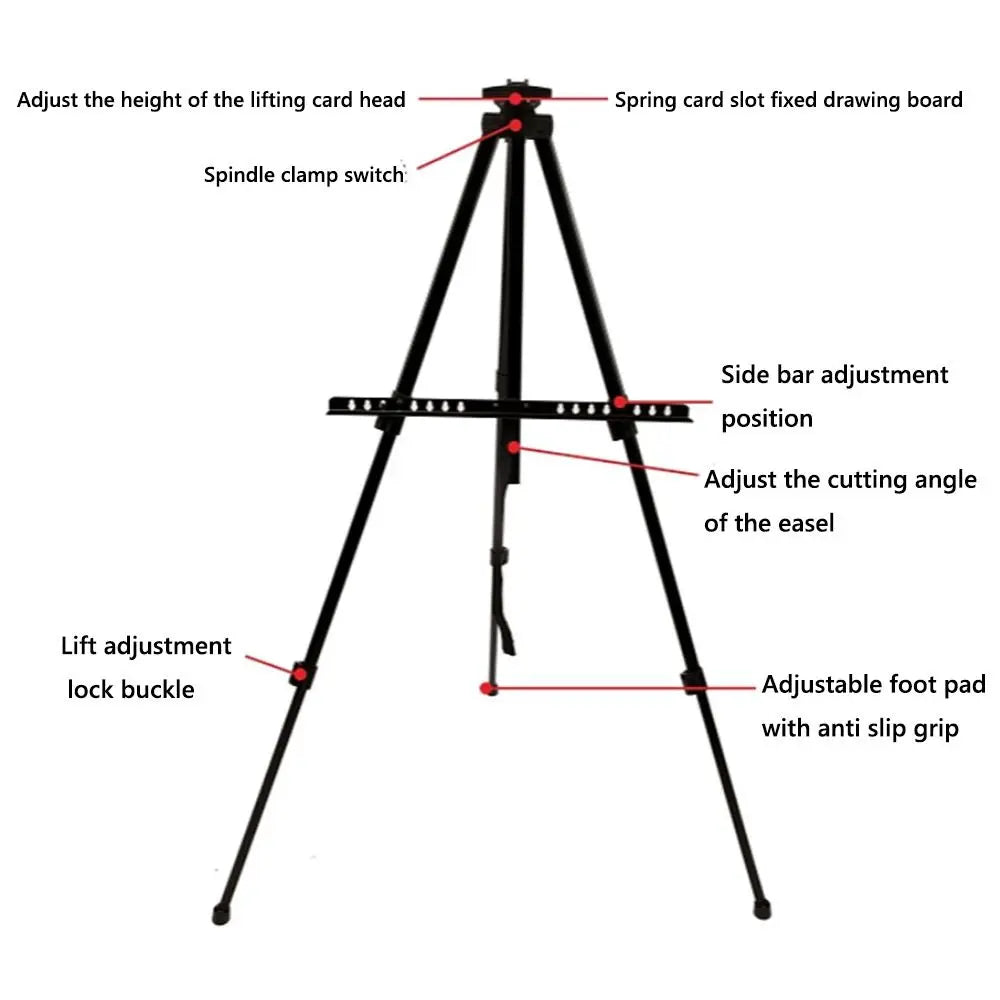 Adjustable Sketch Easel Black Silver