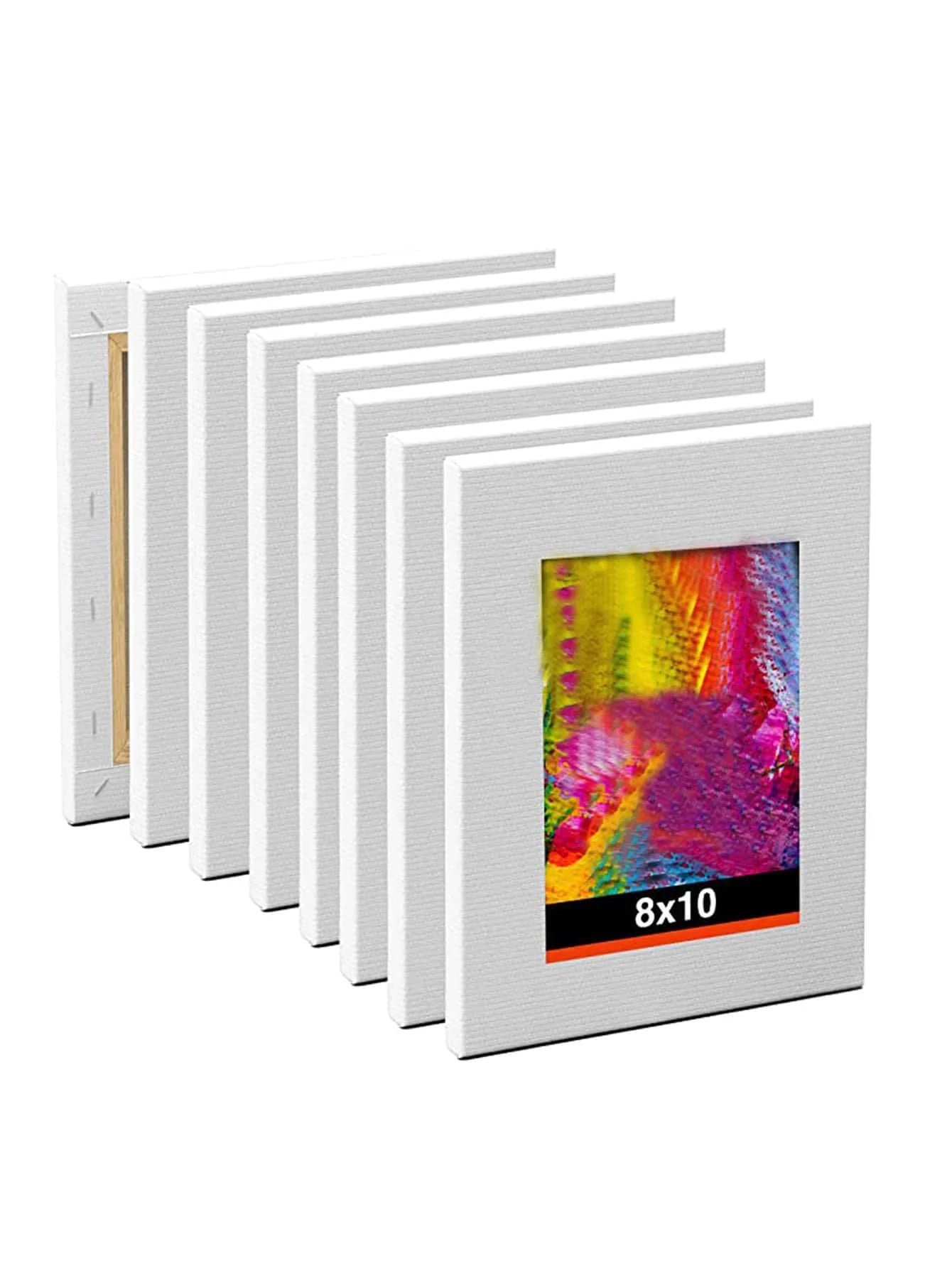 8x10 Inch 100% Cotton Primed Canvas Boards - Professional Stretched Painting Panels for Acrylic/Oil & DIY Art Studio Supplies