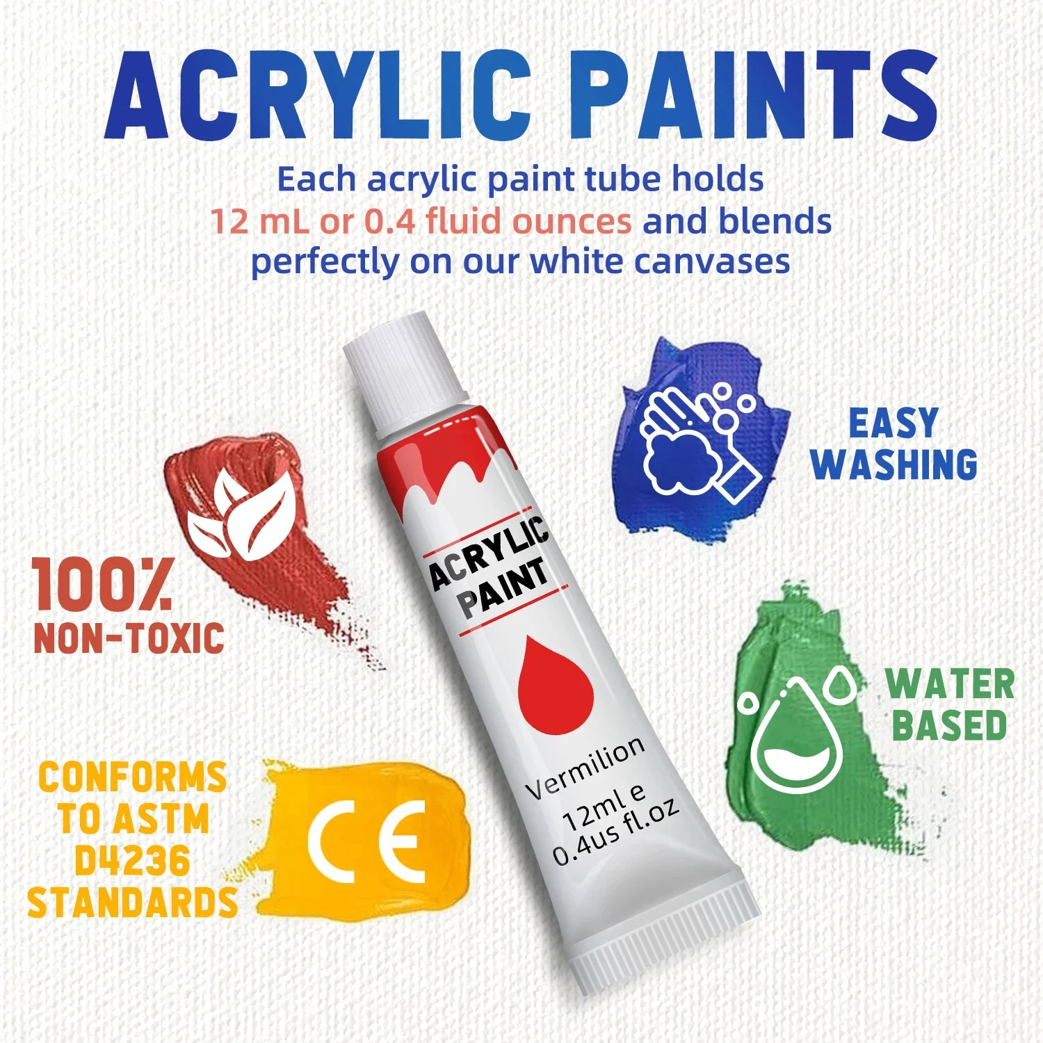 Acrylic Paints Set (12 or24 Colors)