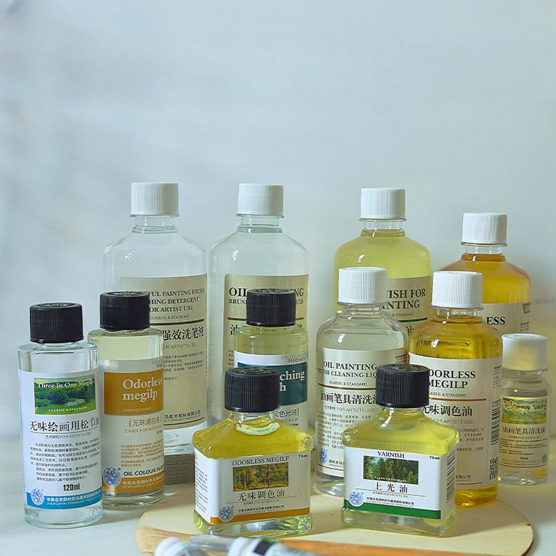 500ml Professional Oil Painting Medium Kit Varnishing Oil, Linseed & Walnut Oil for Artists - Non-Toxic Art Supplies