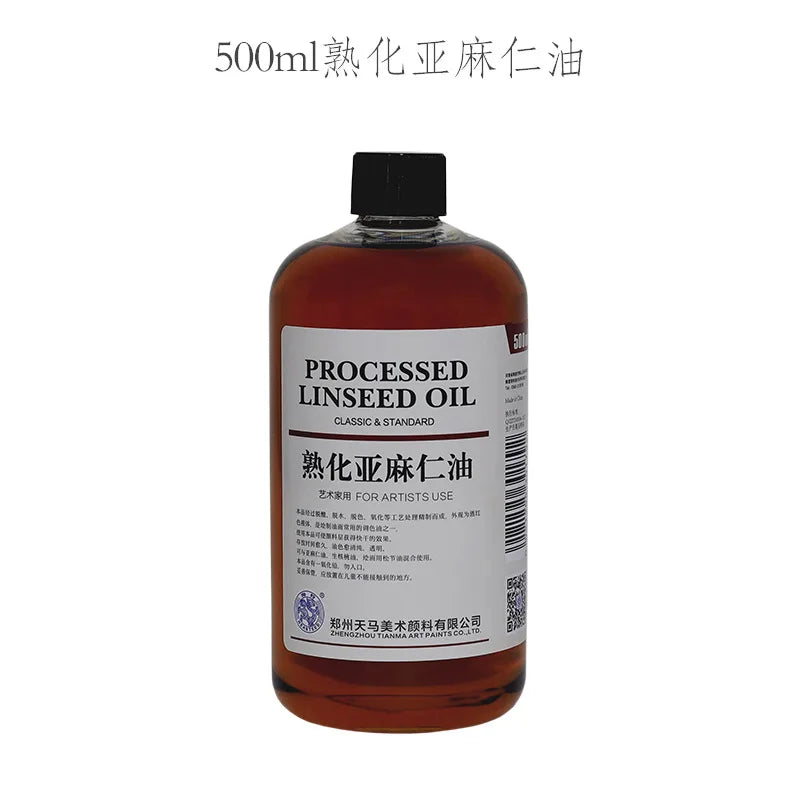 500ml Professional Oil Painting Medium Kit Varnishing Oil, Linseed & Walnut Oil for Artists - Non-Toxic Art Supplies