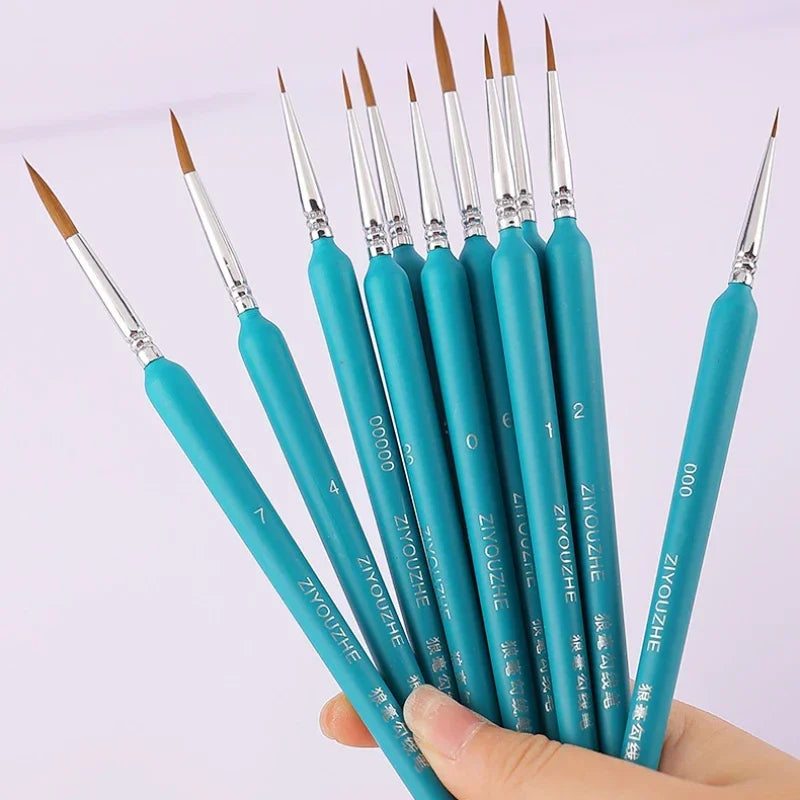 11Pcs/Set Brushes For Gouache Oil Watercolor Craft Painting