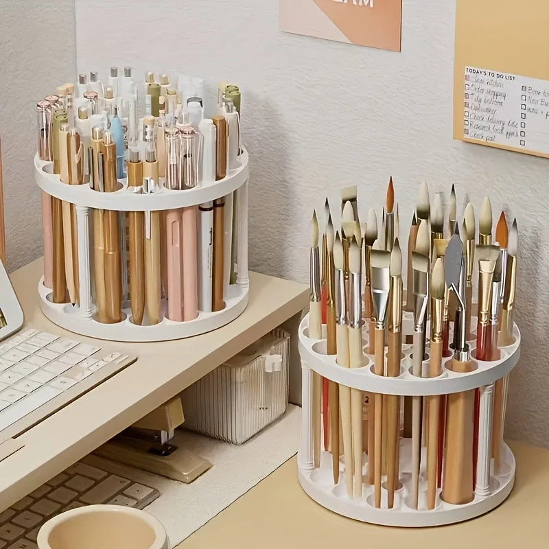 360° Rotating Brush Holder - White Plastic