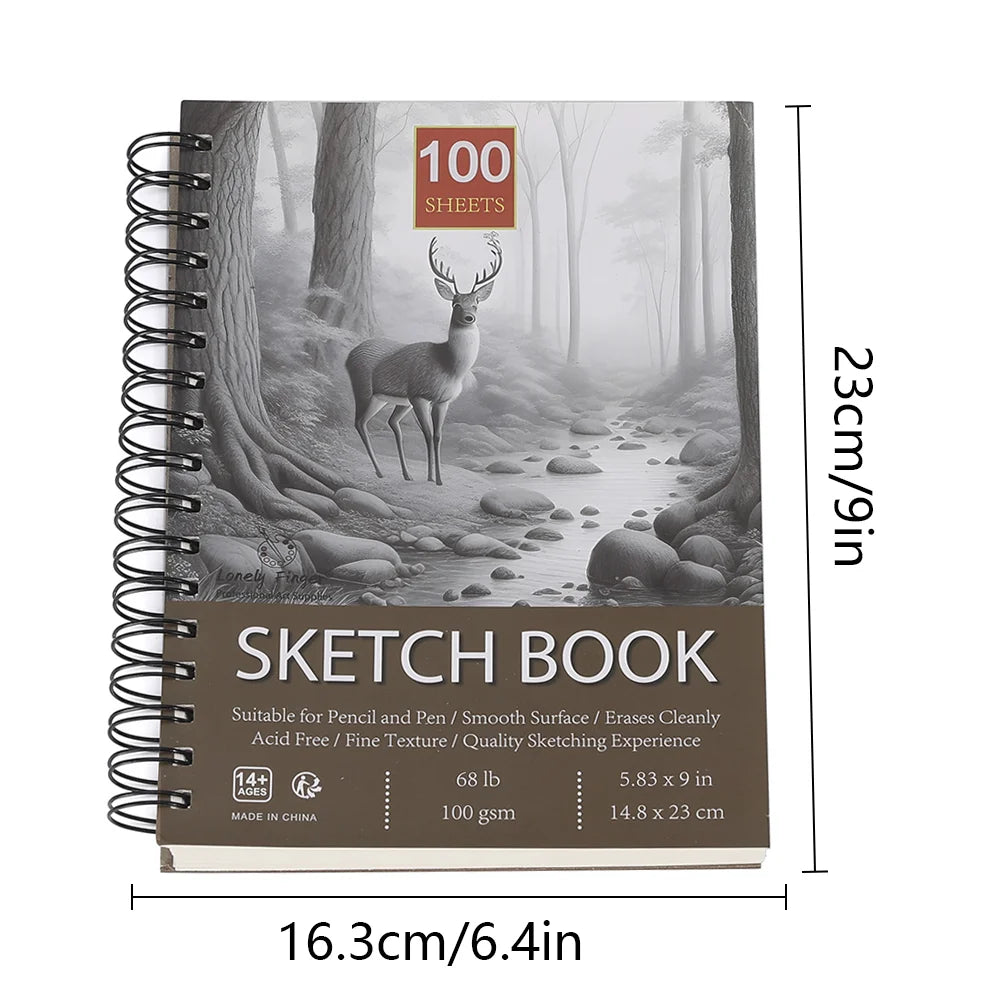 Sketch Book,100 Sheets 68lb/100gsm Acid-Free, Suitable for Pencil and Pen (14.8x23cm),Art Sketchbook for Drawing Pad for Artists