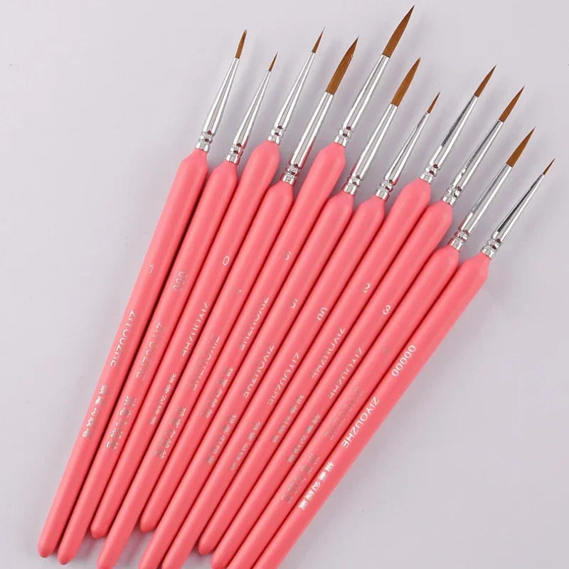 11Pcs/Set Brushes For Gouache Oil Watercolor Craft Painting